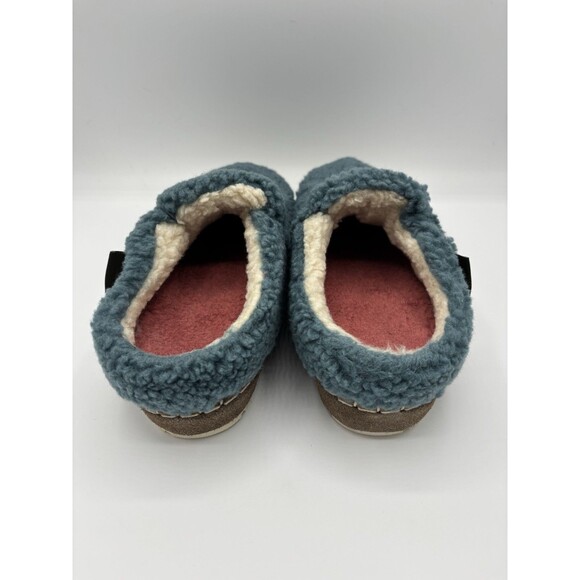 LL Bean Women's Sherpa Slippers Fleece Lined Blue Cozy Winter Loafers Size 7 - Picture 3 of 10